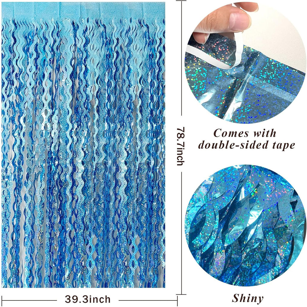 Skiennix Tinsel Foil Fringe Curtains - Sparkling Wavy Backdrop for Parties & Events | Photo Booth Decor