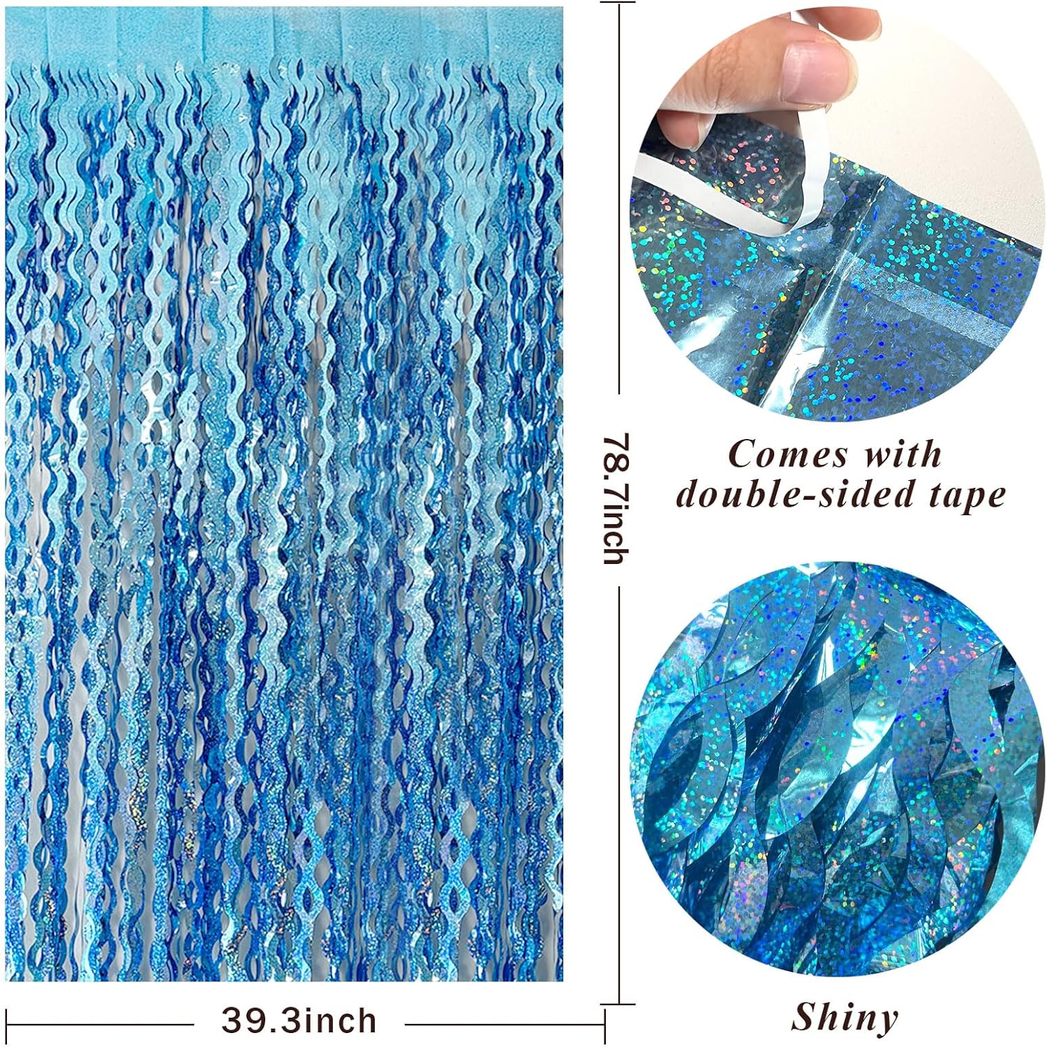 Skiennix Tinsel Foil Fringe Curtains - Sparkling Wavy Backdrop for Parties & Events | Photo Booth Decor