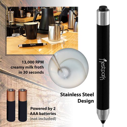 Nestpark Portable Drink Mixer Small Handheld Electric Stick Blender - Cordless and Battery Operated Bulletproof Keto Coffee Blender