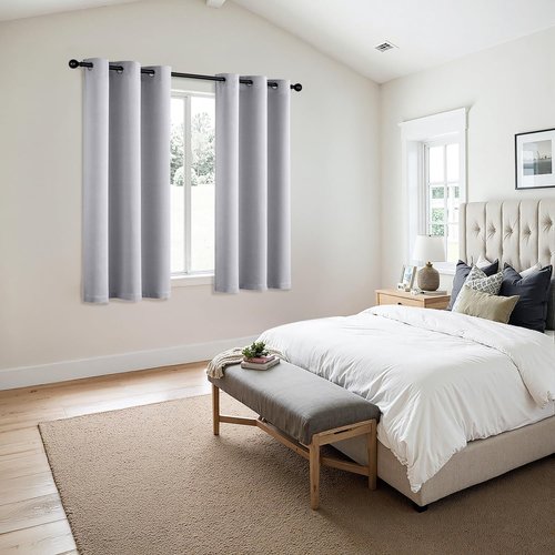 MIULEE Blackout Curtains - Thermal Insulated Room Darkening Drapes | 40 x 54 Inches, Greyish White, 2 Panels