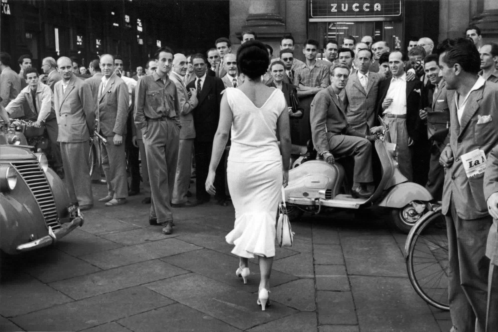 ART.COM Wall Art Prints The Italians Turn, Milan 1954 by Mario de Biasi, Figurative Decor, 36" x 24"