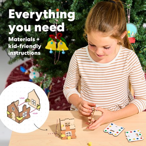 KiwiCo 12 Day Advent Ornaments | Build Your Own Christmas Tree Ornaments | Crackling Fireplace, Spinning Tree, Ringing Bells and More | 2025 Advent Ornaments Gifts for Ages 5+
