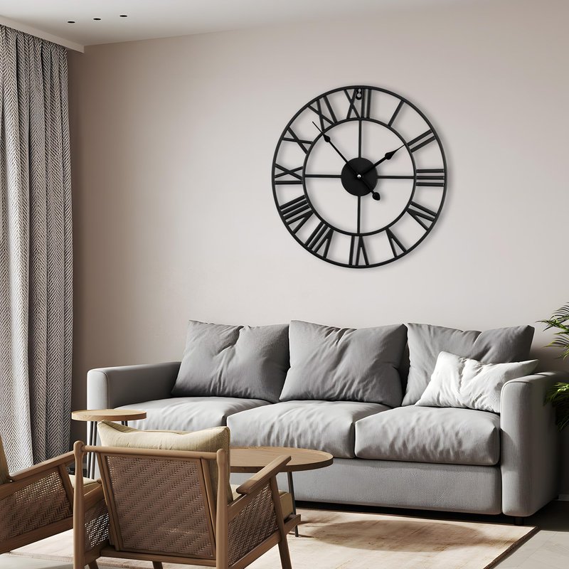 Blorple 30inch/76cm Extra Large Wall Clock for Bedroom Living Room Battery Operated Big Metal Decorative Analog Silent Giant Non Ticking Clocks Room Wall Decor (Iron Roman Numerals, 30 inches)