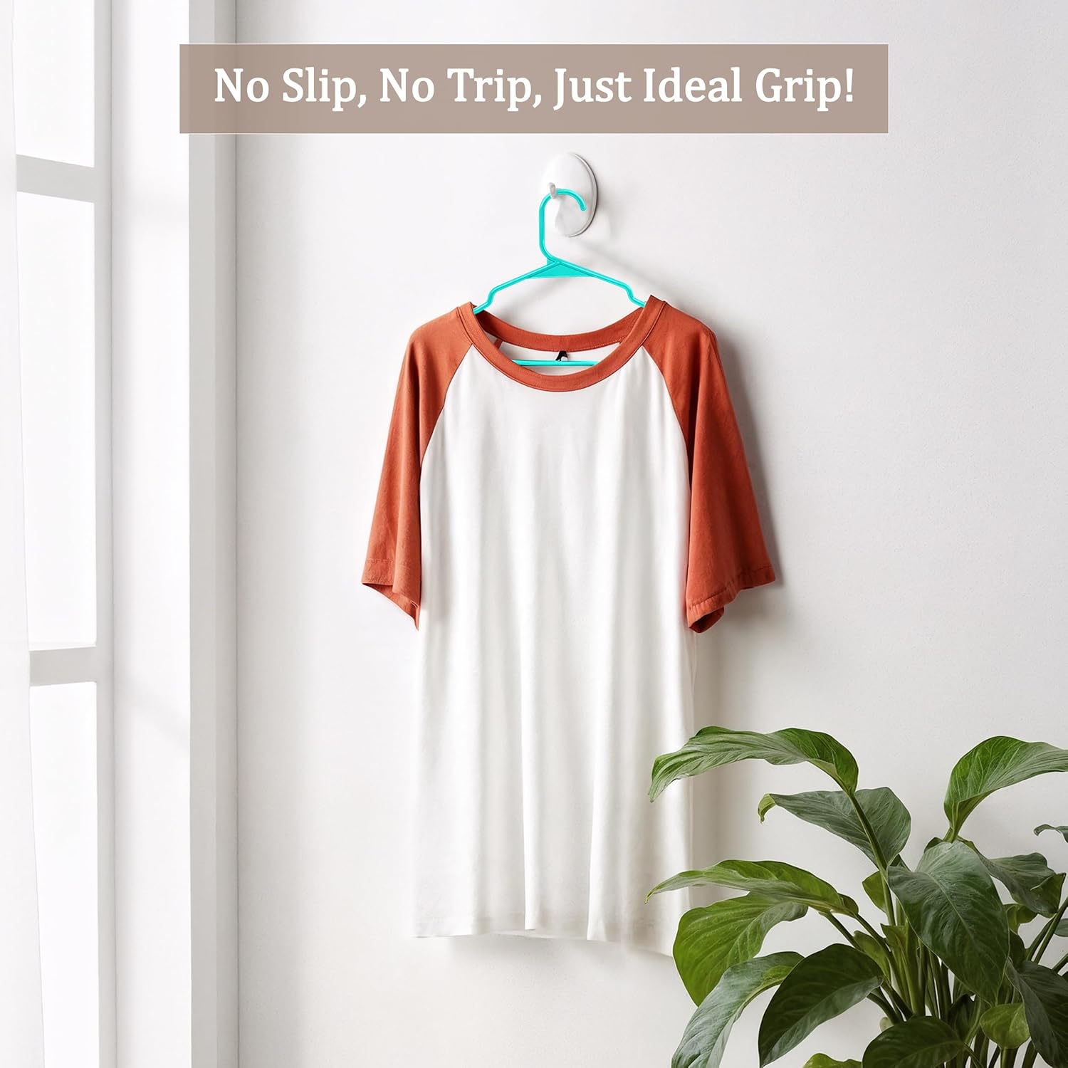 Utopia Home Plastic Hangers - Space-Saving Clothes Hangers with Built-In Strap Hooks | 50 Pack in Aqua