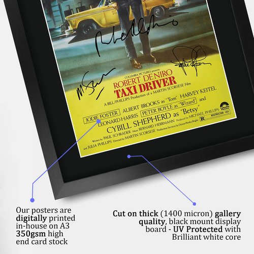 HWC Trading Taxi Driver Robert De Niro, Jodie Foster Gifts Printed Signed Autograph Picture for Movie Memorabilia Fans - 16" x 12" Framed