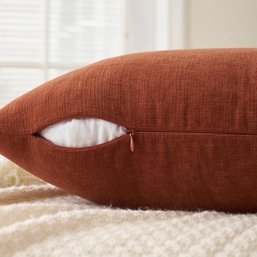 MIULEE Rust Couch Pillow Covers 22x22 Inch, Set of 2 Soft Chenille Decorative Square Throw Pillow Covers Farmhouse for Sofa Living Room Bed