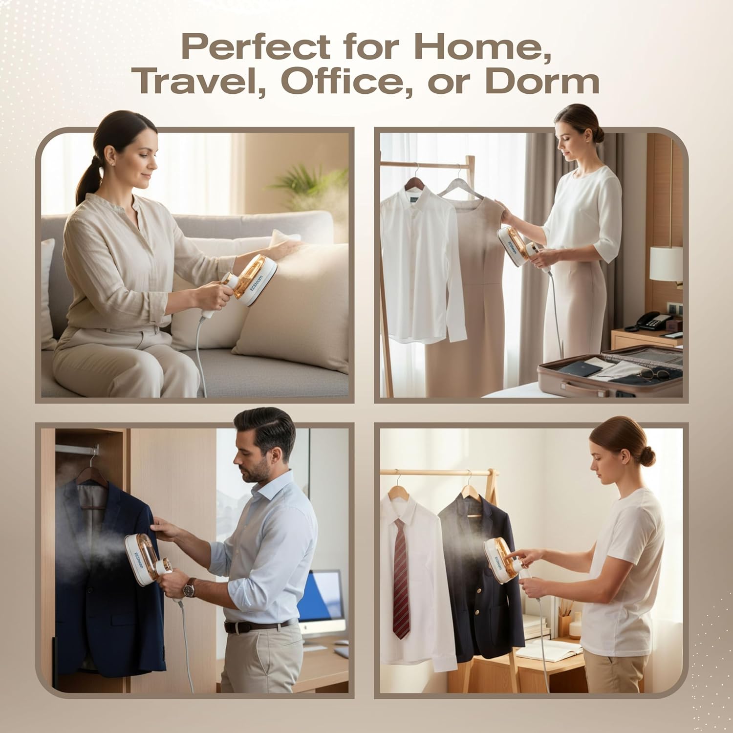 Skiennix Portable Clothes Steamer - 2 in 1 Handheld & Travel Iron | 1200W Fast Heat-Up, 180ml Tank