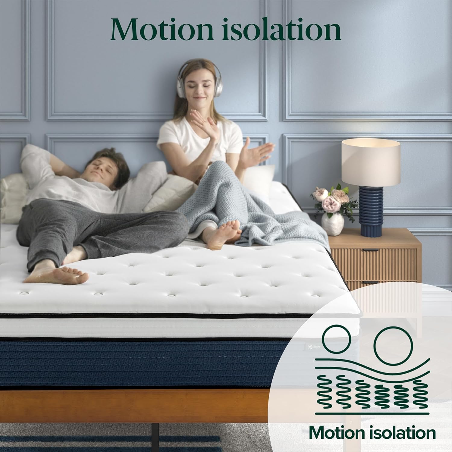 ZINUS 12 Inch Queen Comfort Support Hybrid Mattress - Fiberglass Free, Medium Plush, Motion Isolation, Safe Materials