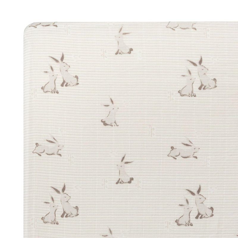Crane Baby 100% Organic Cotton Gender Neutral Animal Nursery Bedding, Fitted Sheet, Soft Breathable GOTS Certified Cotton, Bunny Crib Sheet