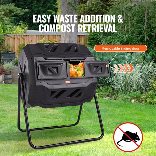 VEVOR 43-Gal Dual Chamber Compost Tumbler Bundle with Jobe's 4 lbs Organic Compost Starter