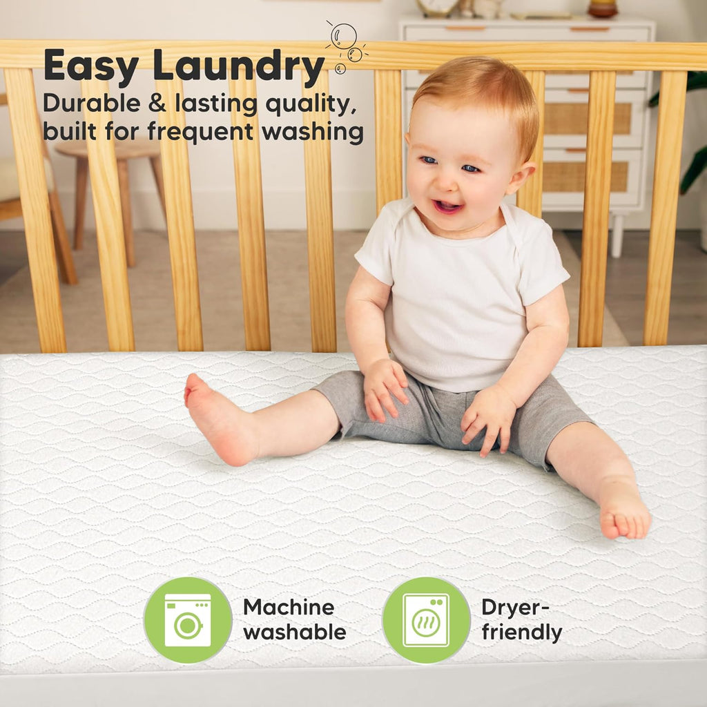 Skiennix Waterproof Crib Mattress Protector Cover - Soft Quilted Cotton, 52" x 28", Machine Washable, 2-Pack