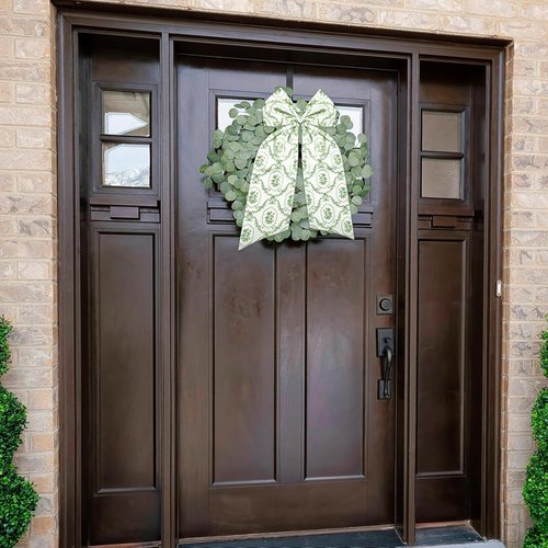 JarThenaAMCS Floral Wreath Sash - Spring Green Ribbon Bow Accessories for Home Decor | 55.1 x 5.1 Inch