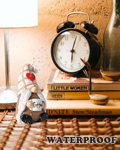 iStatue Hand-Painted Resin Swedish Gnome Figurine - Female Coffee Lover Decor for Kitchen Counter