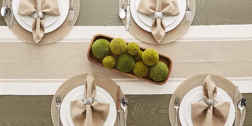 DII Dobby Stripe Woven Table Runner, 13x108 (13x113.5, Fringe Included), Stone