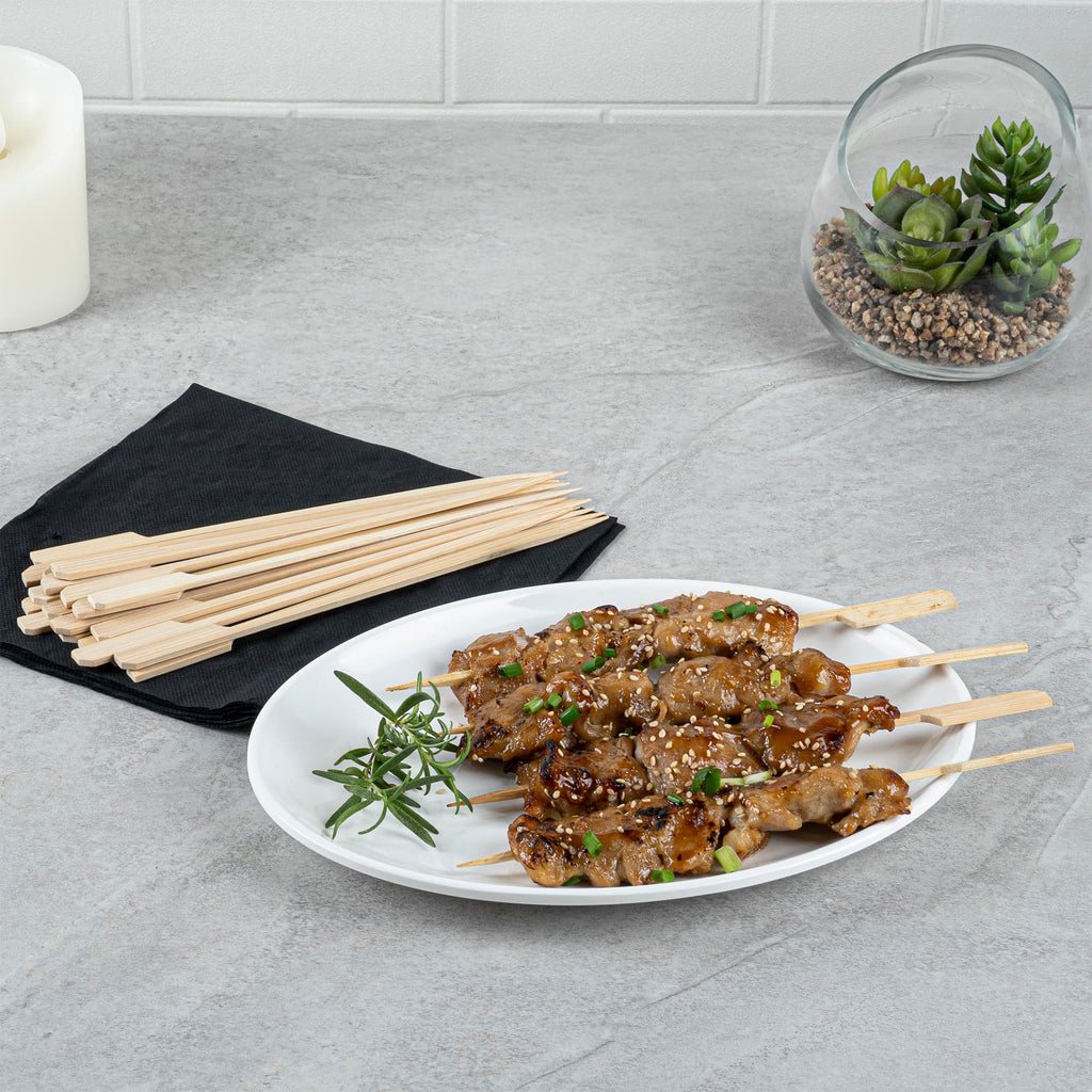 Restaurantware 8.3 Inch Paddle Bamboo Skewers 100 Sturdy Disposable Bamboo Food Picks - Sturdy Paddle Head Bamboo Appetizer Picks Sustainable For Serving Appetizers and Cocktail Garnishes