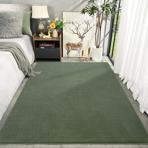 Amearea Area Rug - Thickened Memory Foam, Fluffy & Washable - 4x6 Feet Sage Green for Kids & Living Room