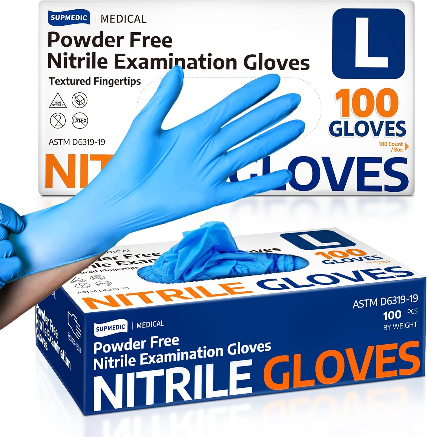 Supmedic Medical Soft Max™ Nitrile Exam Gloves - 100 Count, Latex-Free, Powder-Free, Blue
