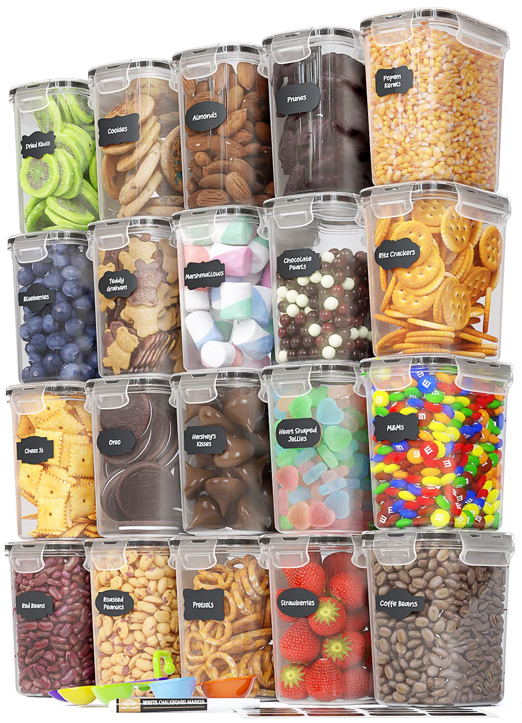 Chef's Path Airtight Food Storage Containers for Pantry & Kitchen Organization (12 PC Set) - BPA Free Bulk Canisters for Baking, Sugar, Flour & Supplies - Baking Storage Containers