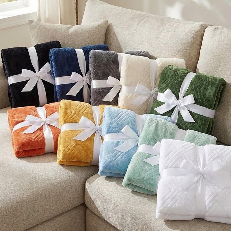 Superior Alaska Collection Quilted Diamond Throw Blanket - Soft Plush Velvety Fleece Blanket for Couch, Bed and Living Room Decor - Cozy, Warm & Lightweight All-Season Cover, Full/Queen Size, Gold