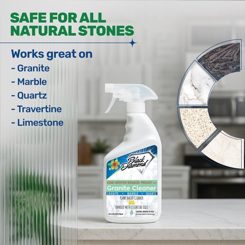 Black Diamond Stoneworks Granite Counter Cleaner: USDA Certified BIOBASED- Safe for Granite and other stone countertops. Safe for food contact formula to keep your countertops looking fresh and clean!