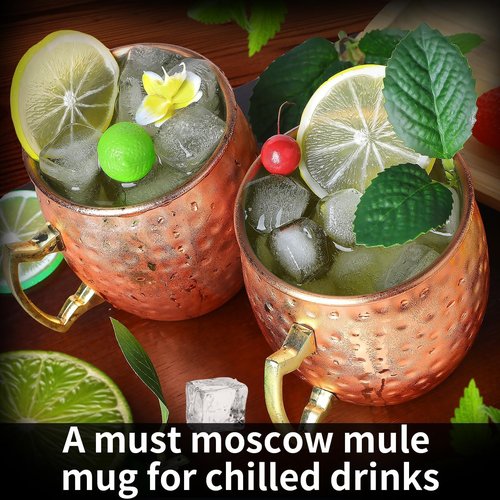 Moscow Mule Mugs Set of 12 Plated Copper Mule Mugs 18oz Bulk Large Hammered Stainless Steel Cups with 1pcs 0.5oz Double Jigger 12pcs Stainless Steel Straws for Cold Chilled Drinks Cocktails