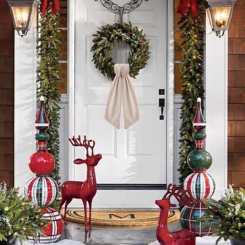 Boxwood Wreath Sash by [Brand Name] - 2 Pack Burlap Front Door Decor | Elegant Porch Garland