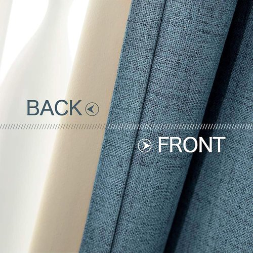 MIULEE Blackout Curtains - 100% Thermal Insulated Linen Texture - Dusty Blue, 52x108 Inch (2 Panels)