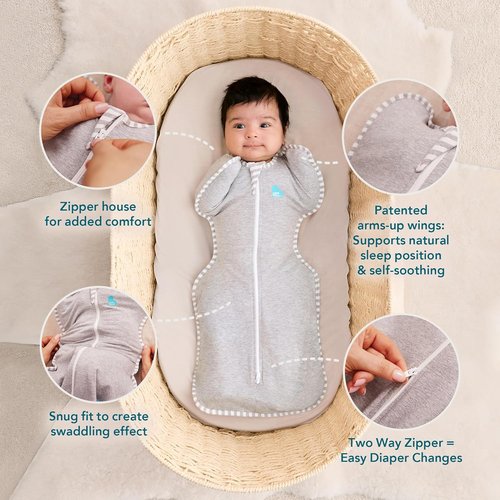 Love To Dream Swaddle UP - Baby Sleep Sack for Newborns | Self-Soothing, 1.0 TOG, Tan Houndstooth, 5-8.5 lbs
