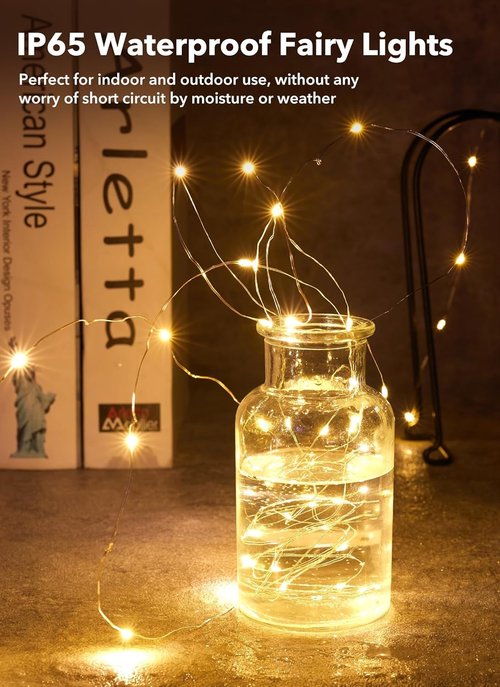 Brightown 24 Pack Fairy Lights | Battery Operated 7 ft Mini String Lights - Waterproof Silver Wire for DIY Crafts & Weddings