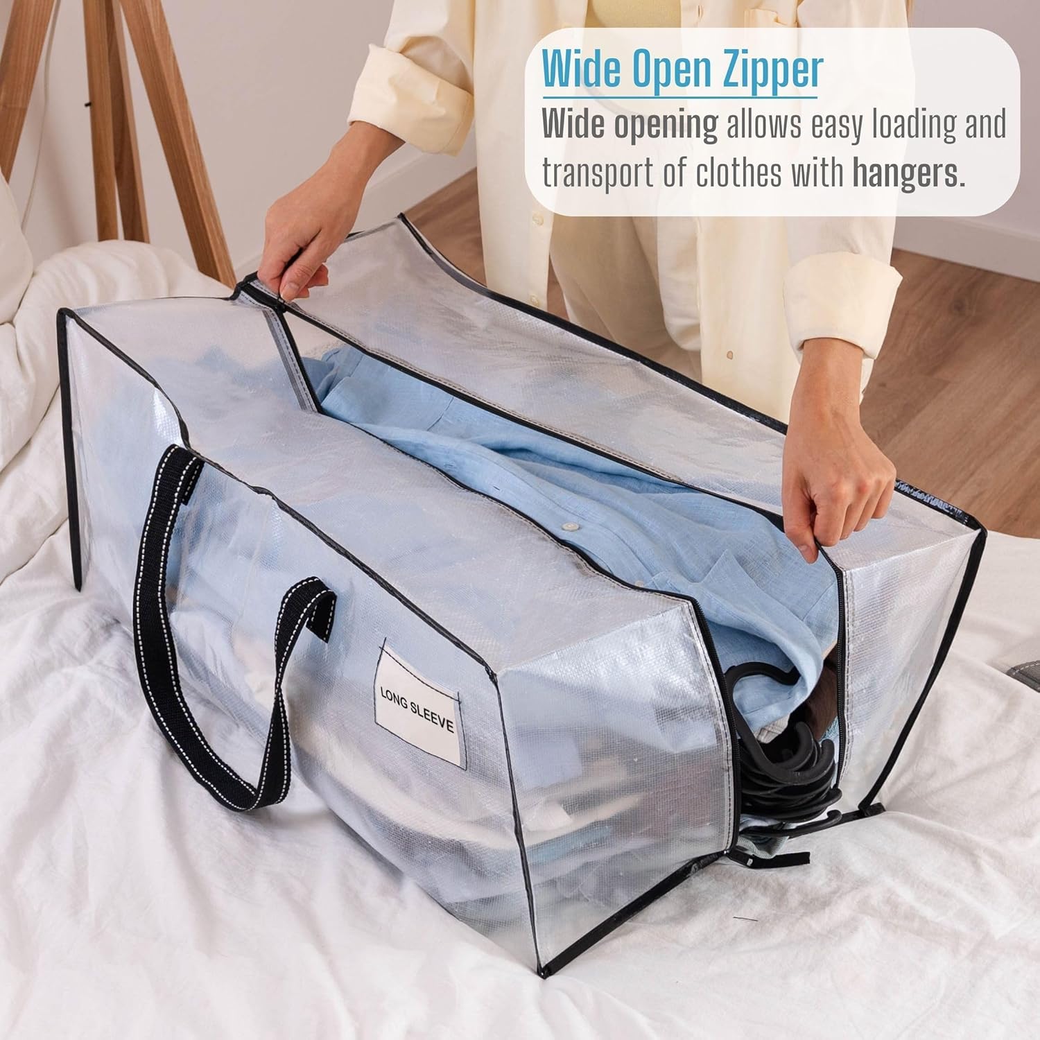 VENO Heavy Duty Moving Bags - Clear Storage Bins with Lids for Clothes, Blankets & More | 2 Pack