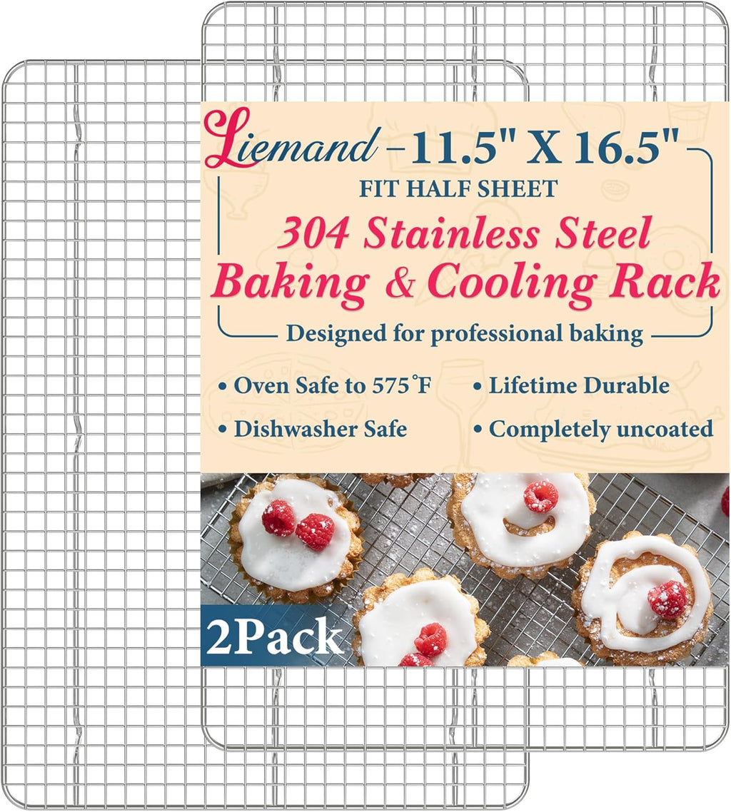 Premium Stainless Steel Cooling Racks by [Brand Name] - Oven Safe, Heavy Duty, 11.5"x16.5" | Set of 2 for Baking & Roasting