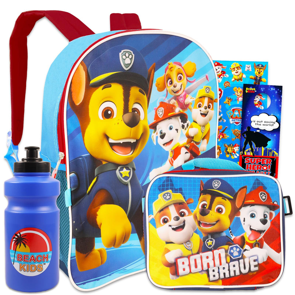 Paw Patrol 5 Pc Backpack And Lunch Box Set - 16" School Bag, Lunch Bag, 200+ Highlights, Stickers, More | School Supplies