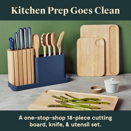 Caraway Kitchen Prep & Cutting Board Set - Non-Toxic Wooden Utensils & Knives - 3 Boards in Cream