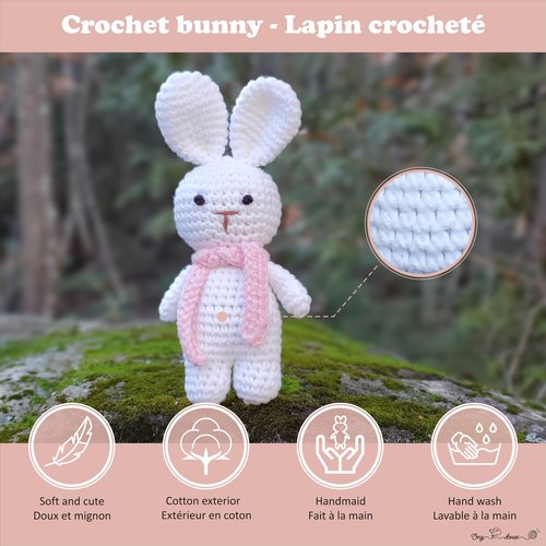 Baby Toddler Set in Gift Box, BabyShower and Newborn Gift Set, Cotton Blanket, Wooden Hair Brush Set, Soft Crochet Bunny, Baby Gift Basket for Newborn, Baby Gift Box (Peach)