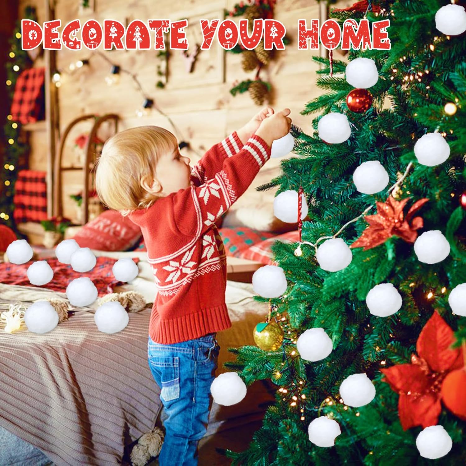 Skiennix 50 PCS 3-Inch Fake Snowballs - Realistic White Snowballs for Kids' Winter Fun & Decorations