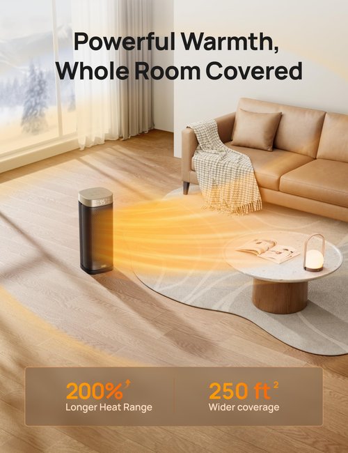 DREO Space Heaters for Indoor Use Large Room, 70 ° Oscillation, Fast Heating Ceramic Electric with Digital Thermostat, Remote Control, 1-12H Timer, Overheat Protection, Safety Heater for Bedroom
