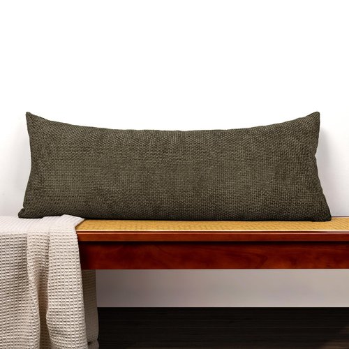 JoraLion Chenille Lumbar Pillow Cover 14x36, Brown Boho Knitting Textured Soft Cushion Cover Modern Farmhouse Pillowcase Home Decor for Sofa Bed Room Livingroom, Cover Only