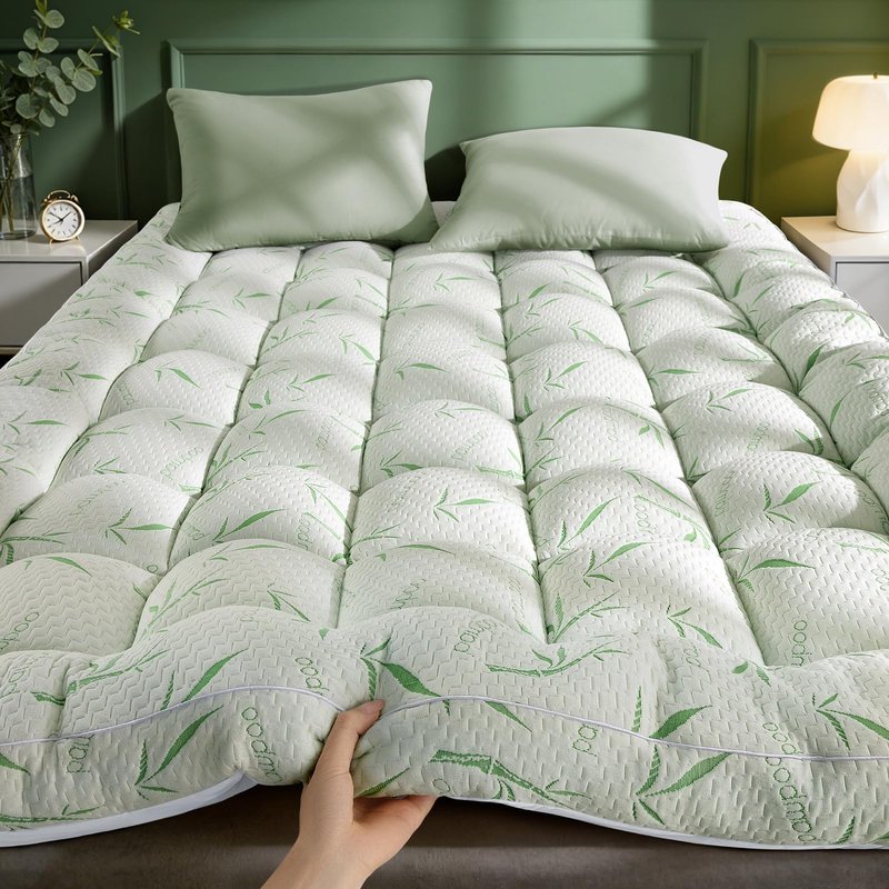 LIANLAM Mattress Topper Viscose Made from Bamboo Pillow Top Mattress Topper,1200 GSM Cooling Mattress Pad,2In Extra Thick Pillow Top for Back Pain with 6"-18" Deep Pocket(39"x81")