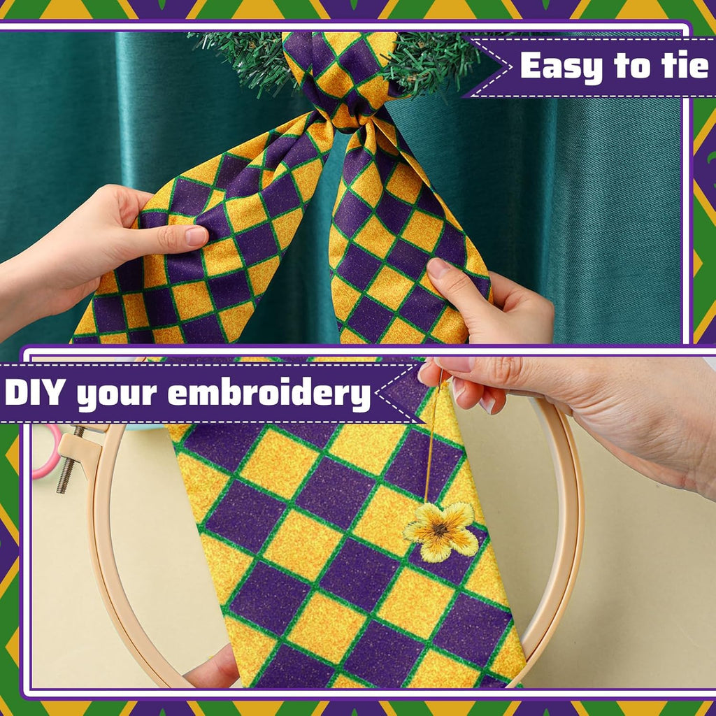VitalCozy Carnival Wreath Sash - Satin Embroidery Monogram Ribbon for Indoor/Outdoor Decor