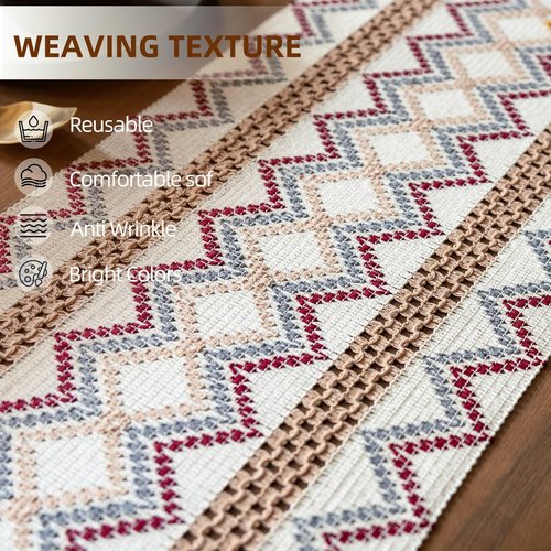 Crisjanggo Cotton Linen Table Runner 12 x 90 Inches Long Boho Rustic Decor with Tassels Modern Farmhouse Table Runner for Party Weddings Baby Shower