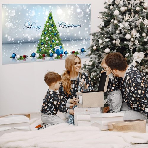 GOER 78-Inch Christmas Banner - Festive Party Decoration with Merry Christmas Design & Tree Print