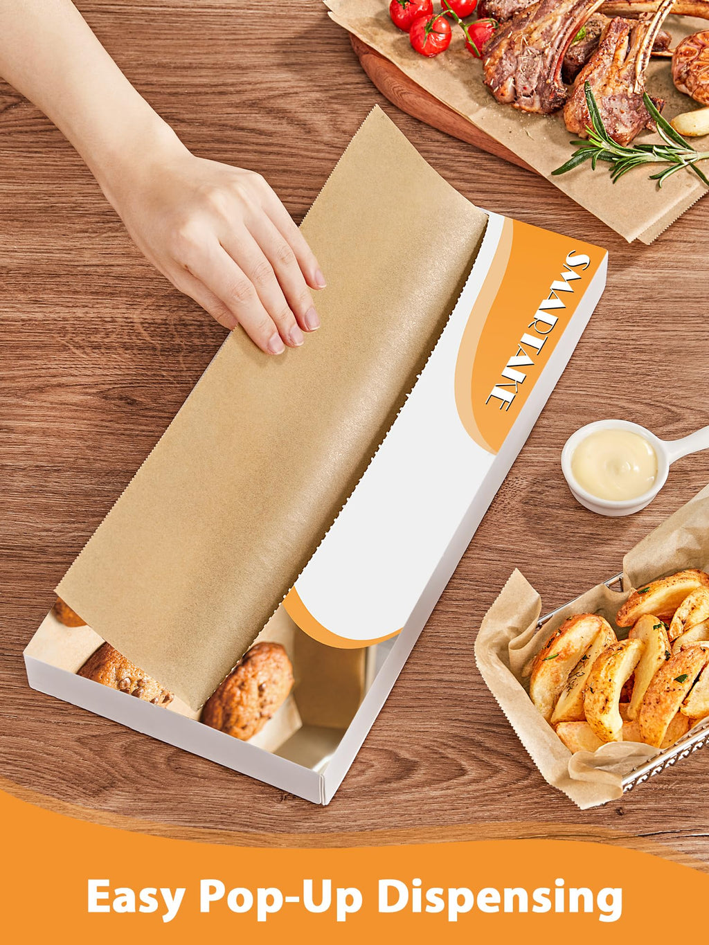 SMARTAKE 200 Pcs Pop-Up Parchment Paper Sheets, 10.7x15 Inch Pre-Cut Parchment Paper for Baking, Non-Stick Greaseproof Baking Paper for Grilling Wrapping Air Frying, Compact Volume, Unbleached