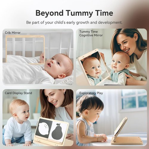 IEATFO Tummy Time Play Set - Adjustable Double-Sided Design with Safe Mirror & High Contrast Cards