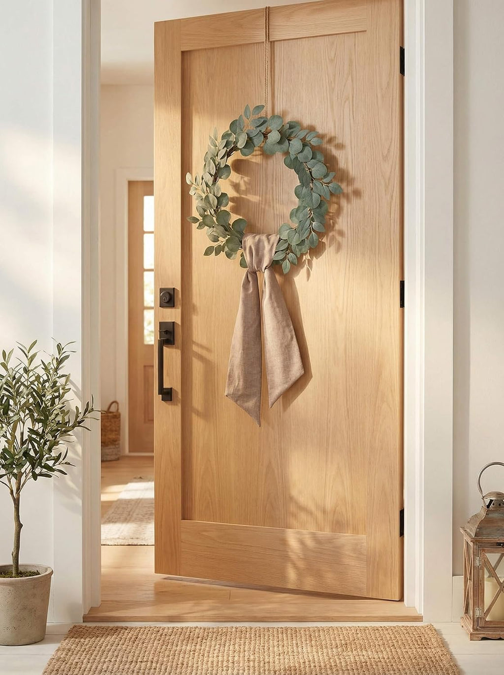 YKW Brown Wreath Sash - 55"x5" Linen Look Blank Ribbon for DIY Embroidery | Rustic Holiday Decor