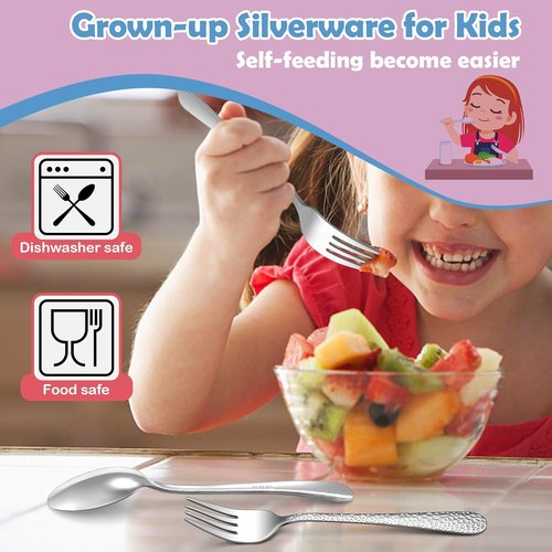 E-far Toddler Utensils Set - 10-Piece Stainless Steel Forks & Spoons | Safe, Non-Toxic Silverware for Self-Feeding
