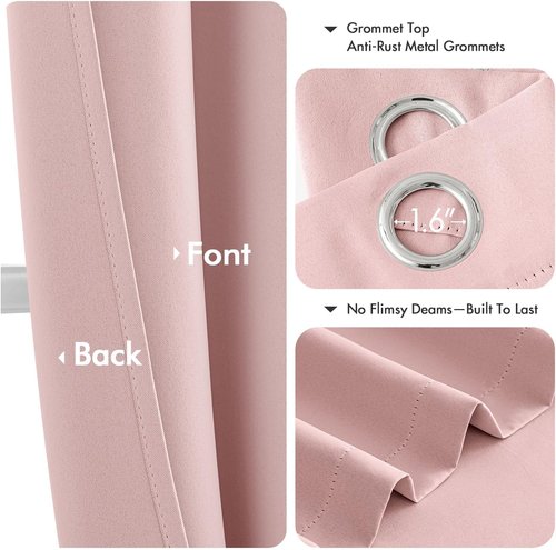 MIULEE Baby Pink Blackout Curtains - Thermal Insulated Room Darkening Drapes | 40 x 45 Inches, 2 Panels