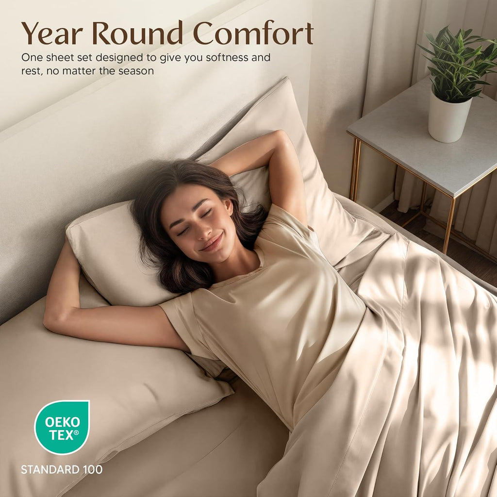 Utopia Bedding King Size Sheet Set - Soft, Breathable Microfiber | 4-Piece Bed Sheets in Beige