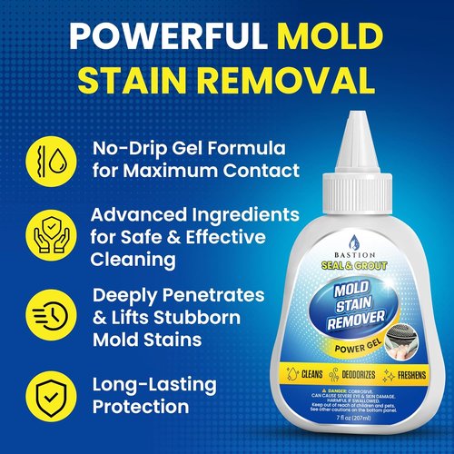 Bastion Mold Stain Remover - Heavy Duty Power Gel Cleaner for Washing Machine Seals & Grout (7 fl oz)