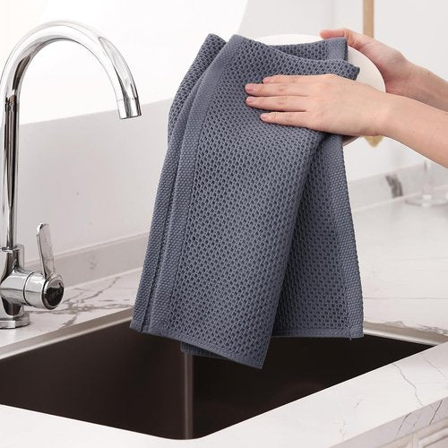 Homaxy 100% Cotton Oversized Waffle Weave Dish Towels - Ultra Soft & Absorbent, 20 x 28 Inches, 6-Pack | Dark Grey