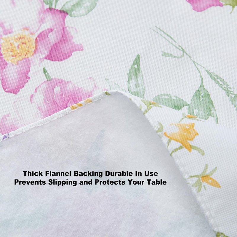 Newbridge Wildflower Fields Floral Vinyl Flannel Backed Tablecloth, 60 x 84 Inch Rectangle, Pink and Purple Wild Flowers Easy Care Vinyl Tablecloth with Flannel Backing for Holiday Party